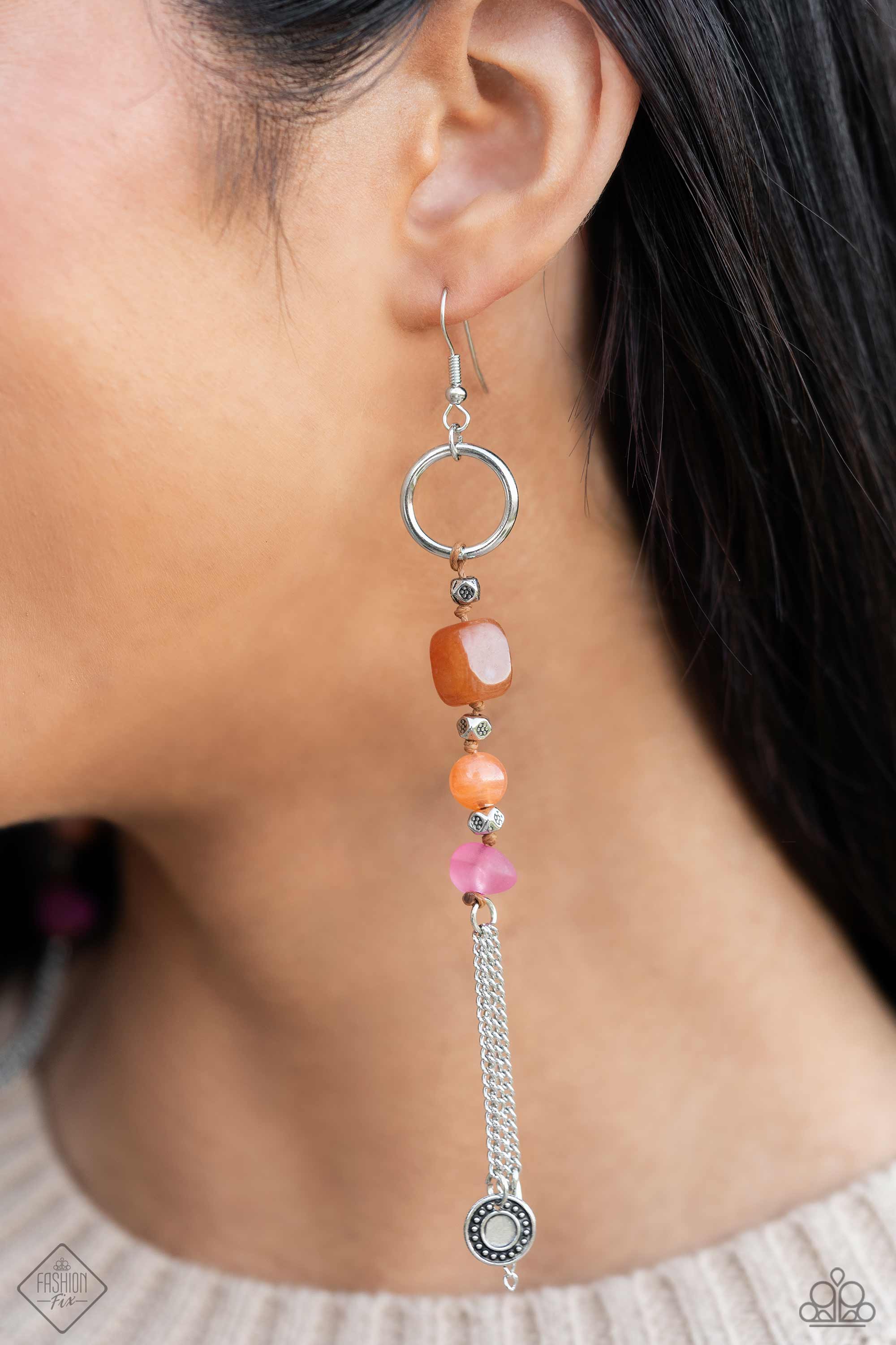 Mojave Mogul - Orange Stone and Silver Earrings - Paparazzi Accessories