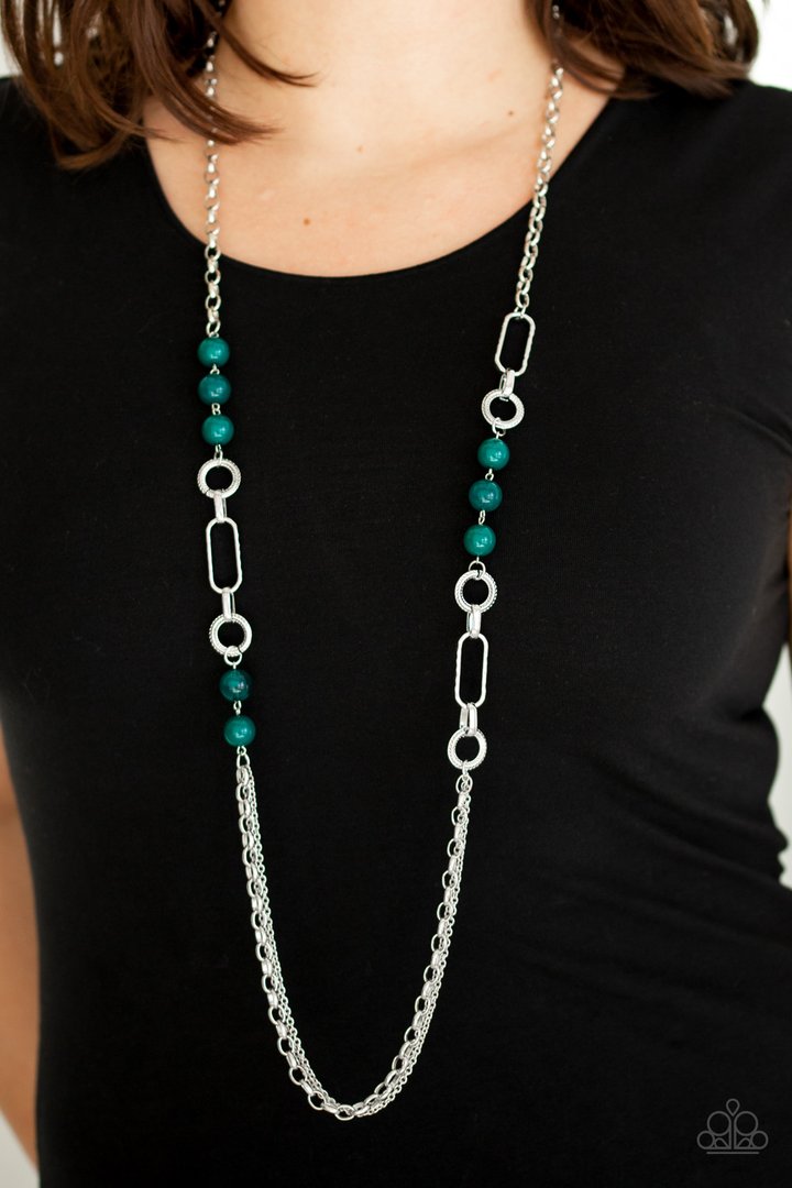 Paparazzi long shop green necklace