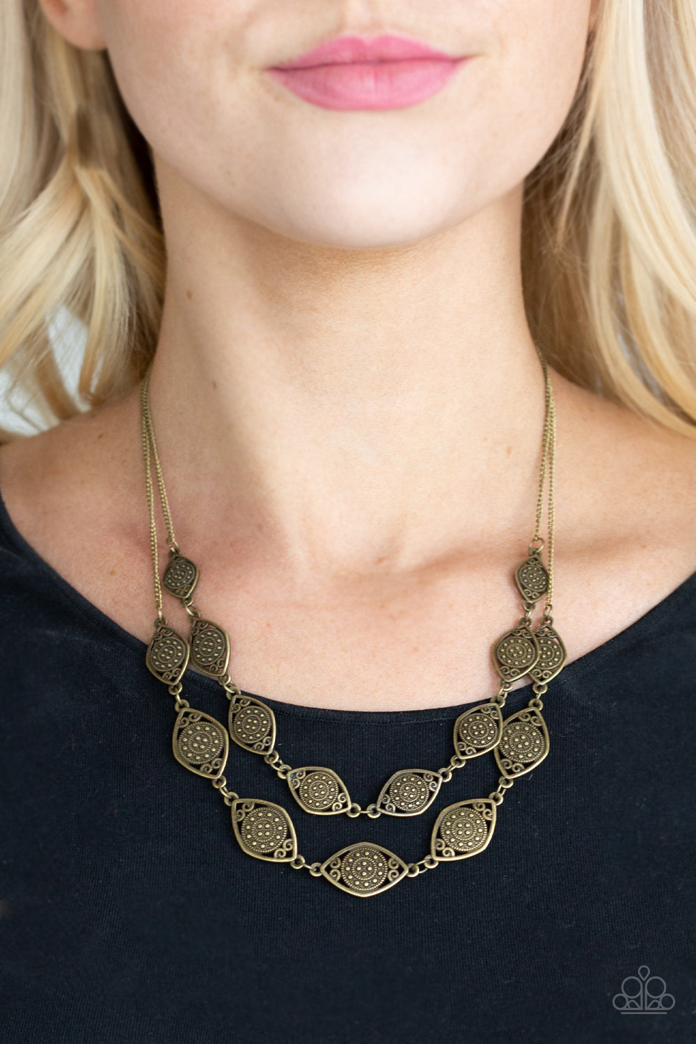 Hey, SOL Sister - Black and Brass Necklace - Paparazzi Accessories