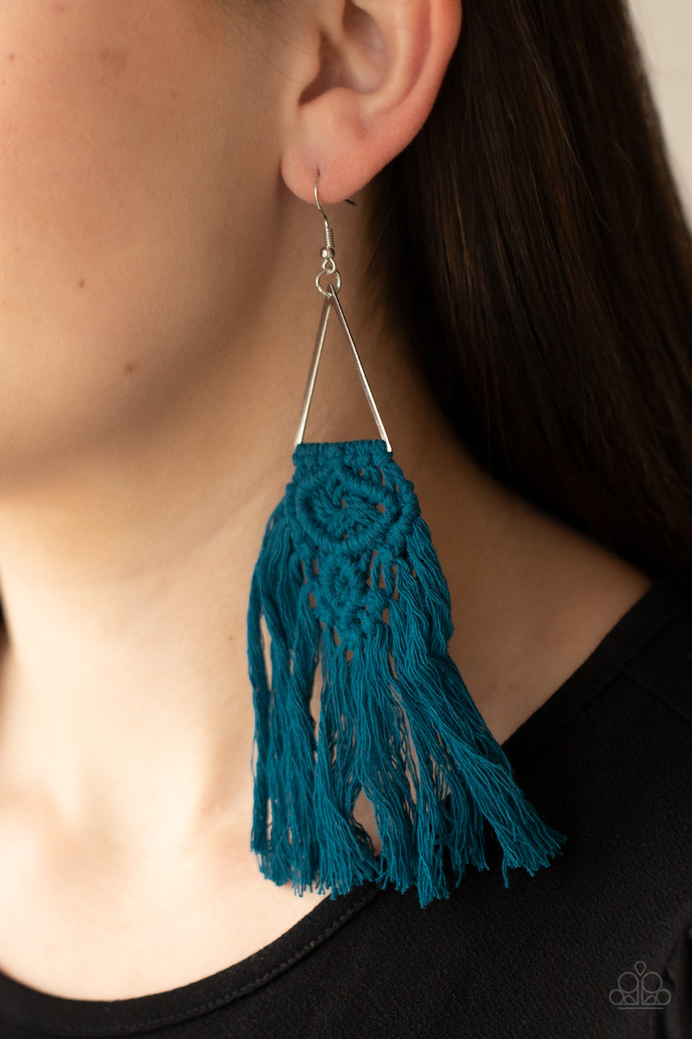 Paparazzi blue store macrame earrings