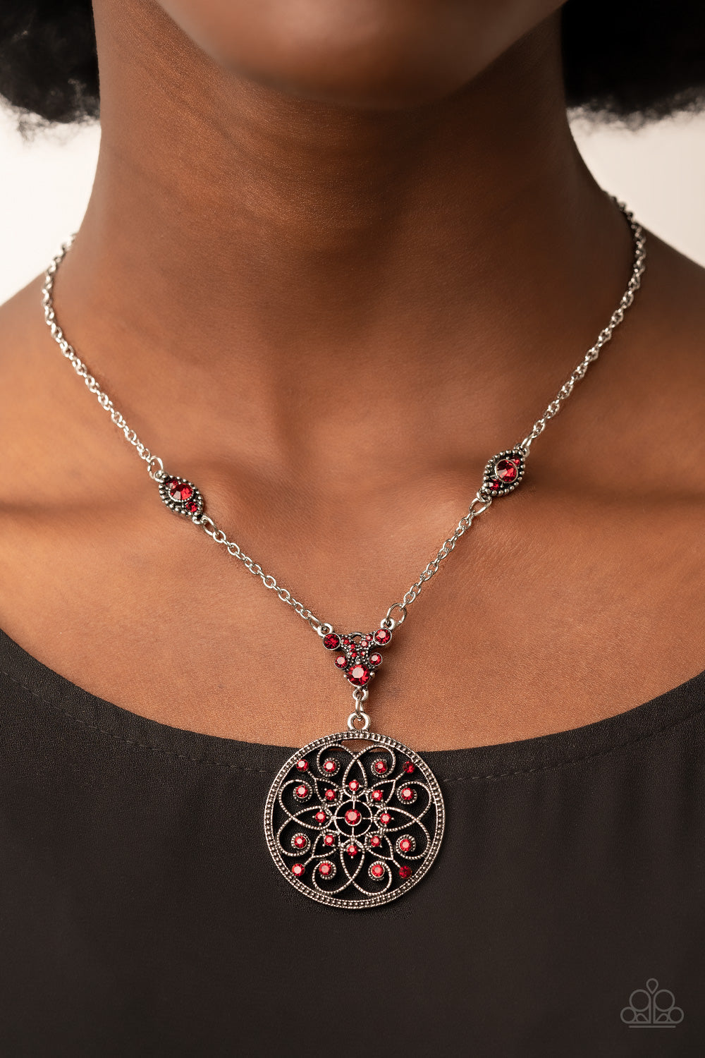 Red and silver hot sale paparazzi necklace