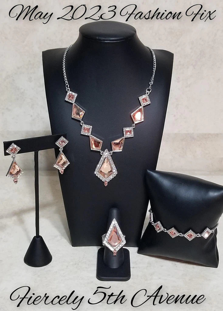 Fiercely 5th Avenue - Peach and Silver Jewelry Set - Paparazzi Accessories