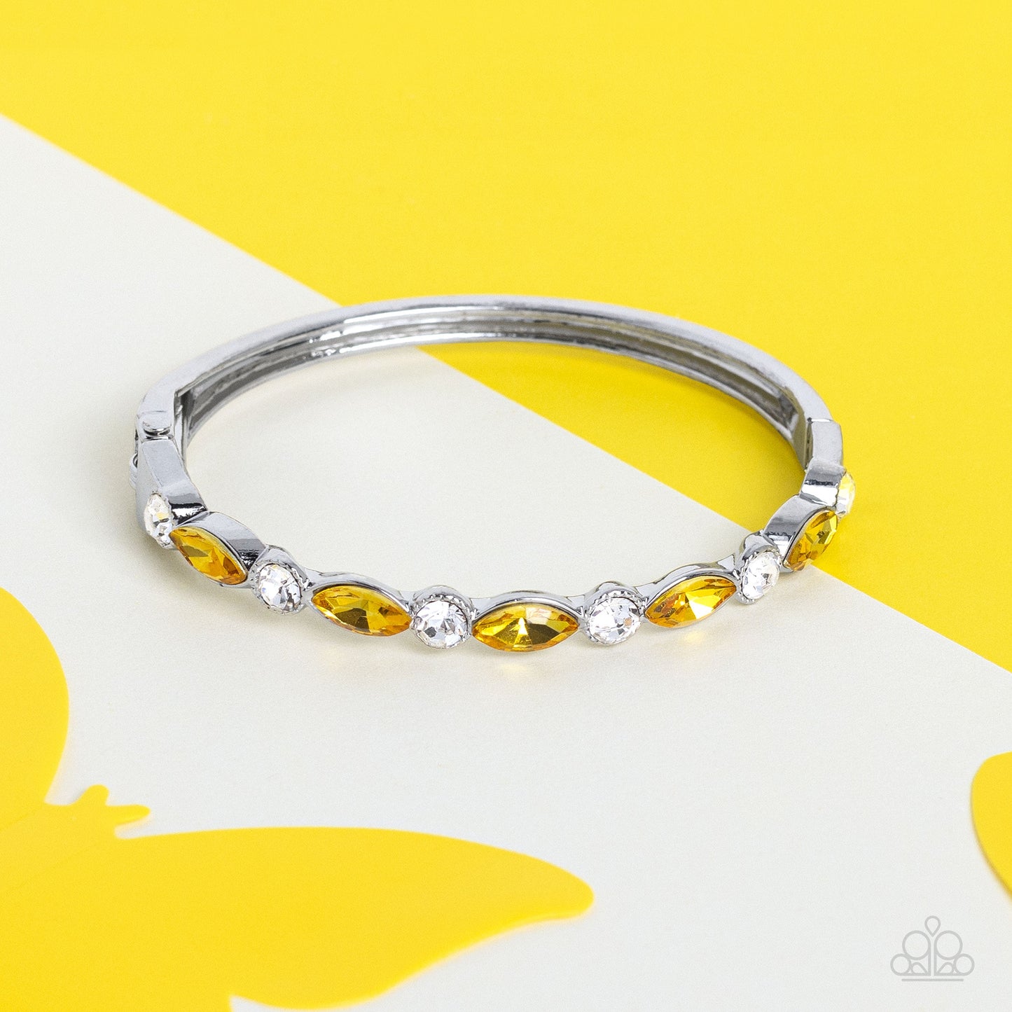 Petitely Powerhouse - Yellow and Silver Bracelet - Paparazzi Accessories Bejeweled Accessories By Kristie