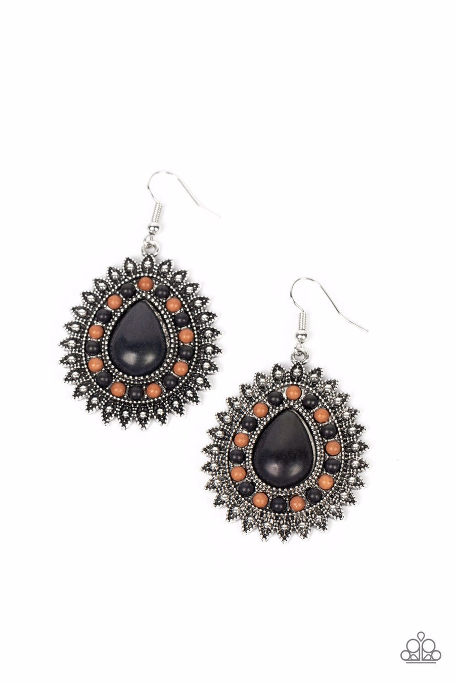 Sagebrush Sabbatical - Black Stone Earrings - Paparazzi Accessories Bejeweled Accessories By Kristie