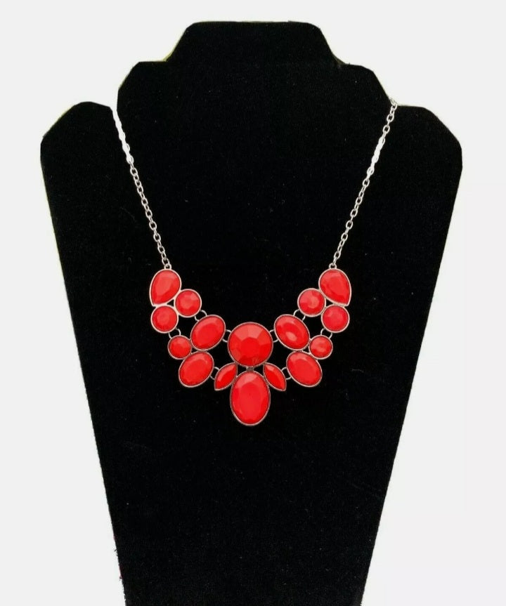 Red and deals silver paparazzi necklace