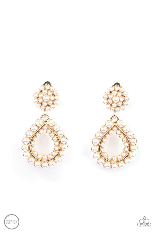 White pearl clip on on sale earrings