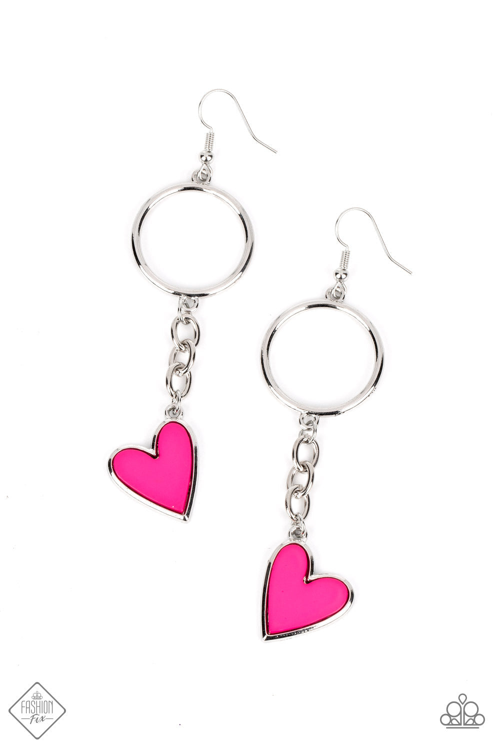 Don’t Miss a HEARTBEAT - Pink Heart Earrings - Paparazzi Accessories