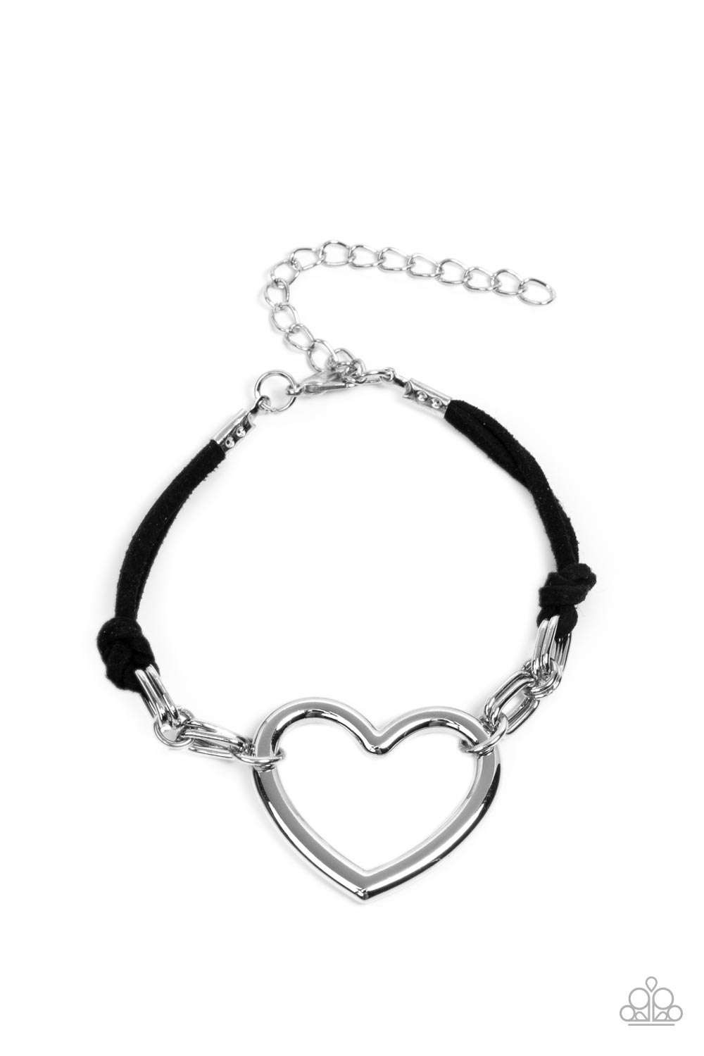 Flirty Flavour - Black Suede - Silver Heart Bracelet - Paparazzi Accessories