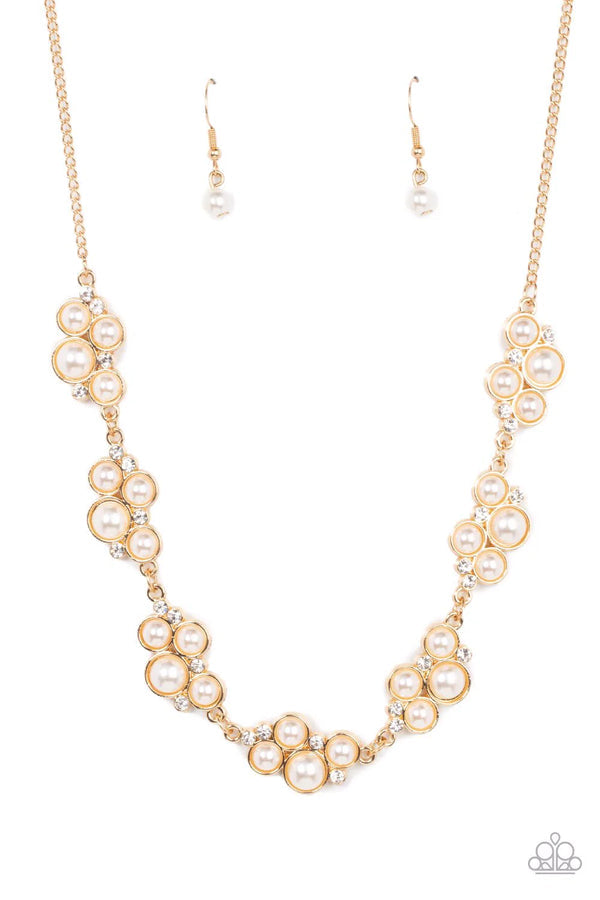 Grace to the Top - Gold Pearl Necklace - Paparazzi Accessories Bejeweled Accessories By Kristie