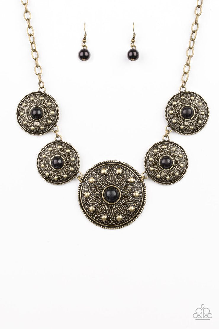 Hey, SOL Sister - Black and Brass Necklace - Paparazzi Accessories