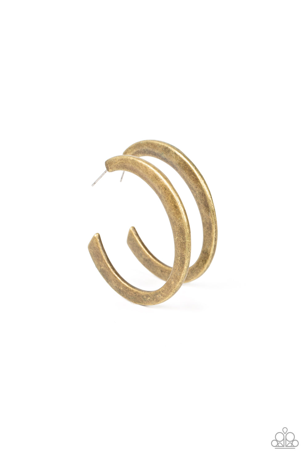 HOOP EARRINGS HAMMERED BRASS LEATHER SMALL LARGE – IMPERIO jp