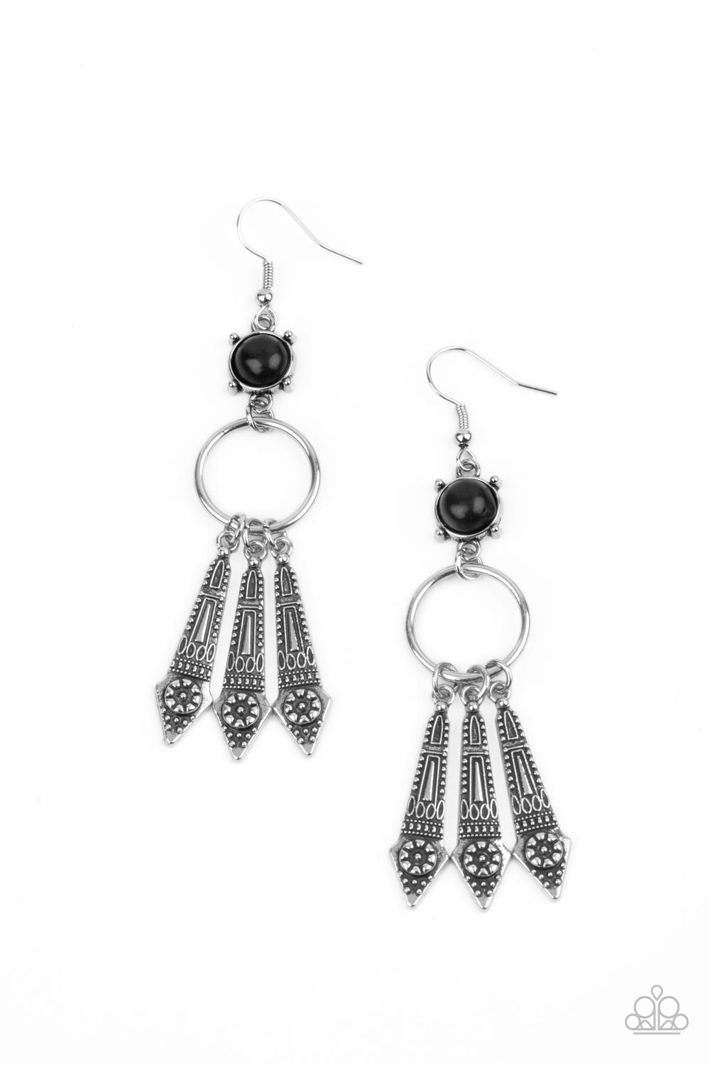 Prana Paradise - Black and Silver Earrings - Paparazzi Accessories ...