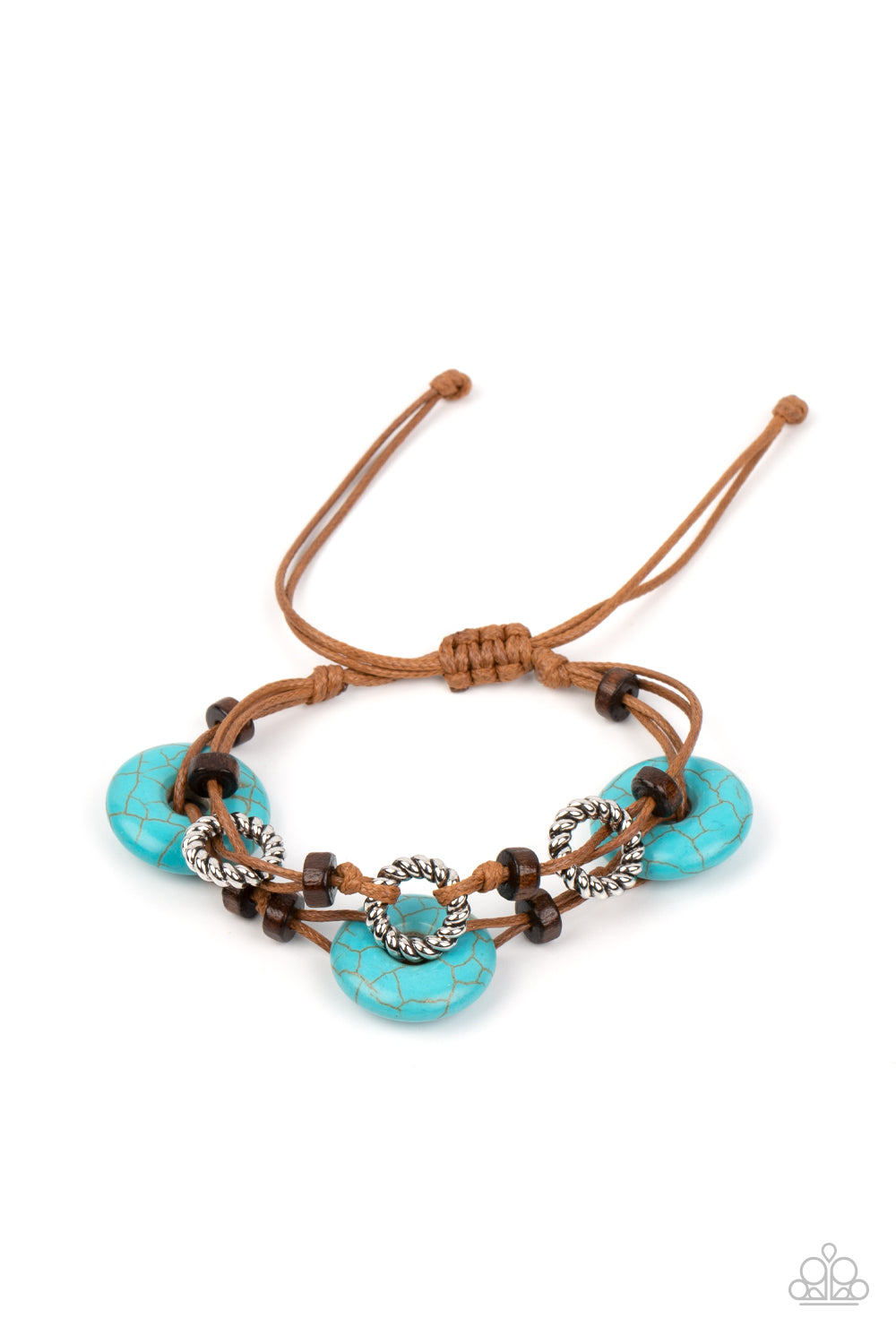 Quarry Quandary - Blue Turquoise Wood Bracelet - Paparazzi Accessories