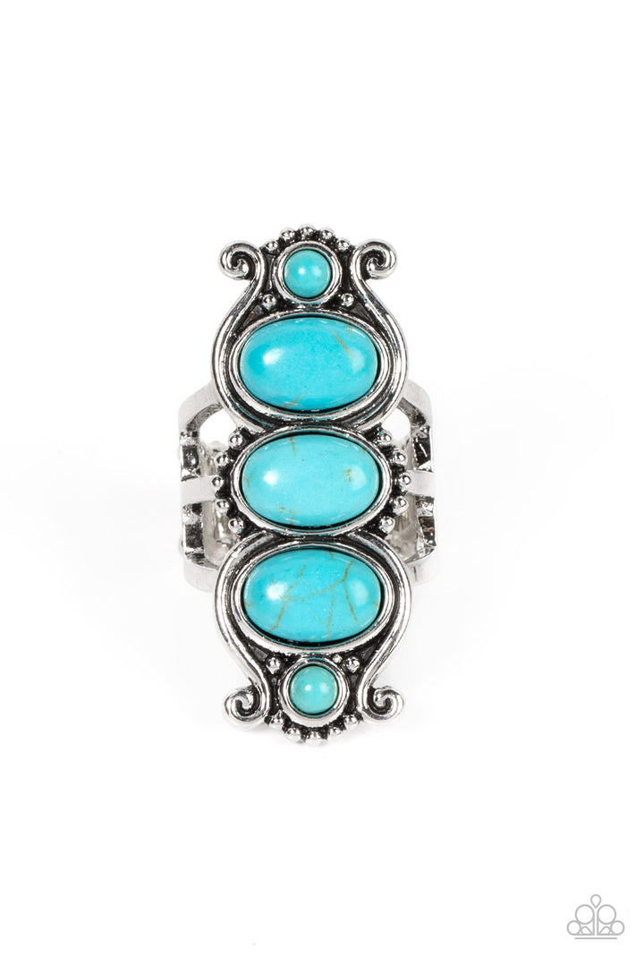 Roswell Relic - Blue Turquoise Ring - Paparazzi Accessories Bejeweled Accessories By Kristie