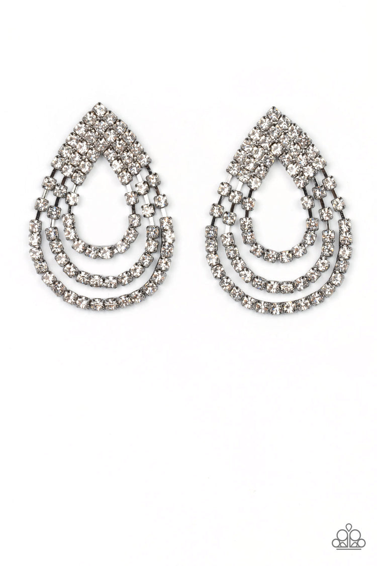 Take a POWER Stance - Black Earrings Bejeweled Accessories By Kristie