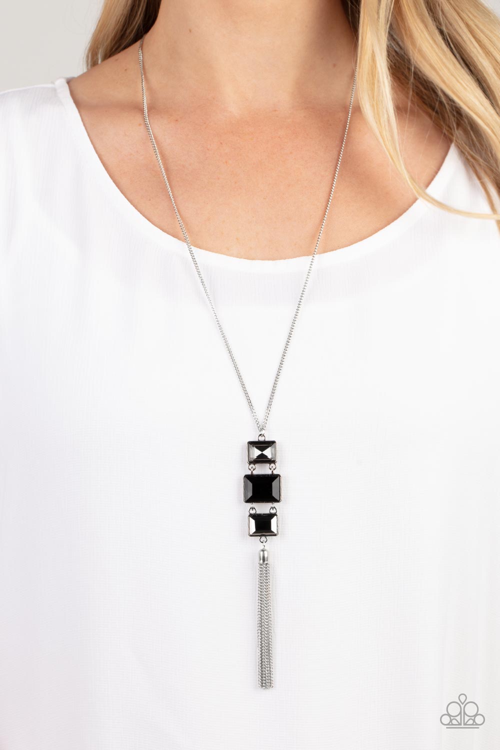 Silver Jewelry Affordable and Stylish Paparazzi Accessories tagged silver and black jewelry necklace Bejeweled Accessories By Kristie