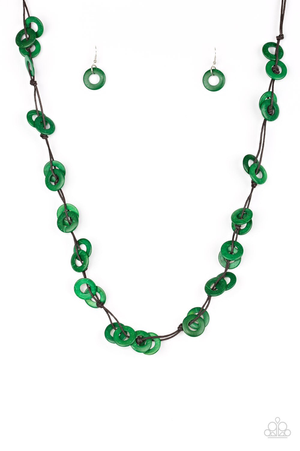 Paparazzi green store wooden necklace